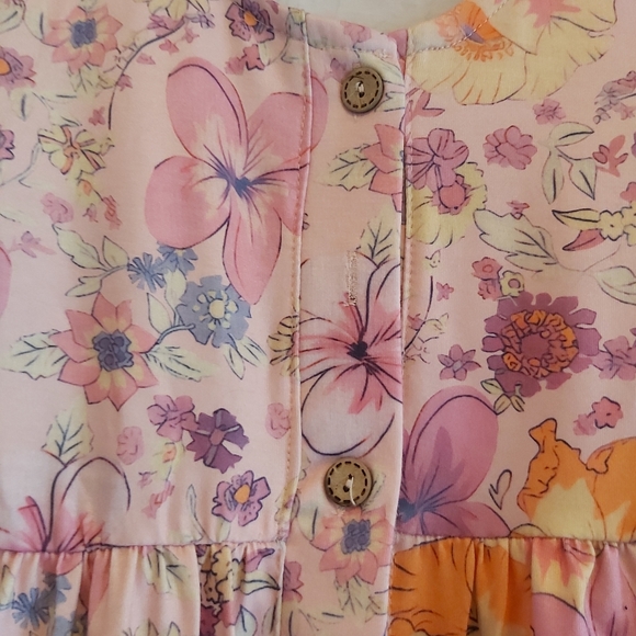 080. Multicolor Hibiscus Floral Print Ruffle Mini Dress  Size M - Picture 5 of 15